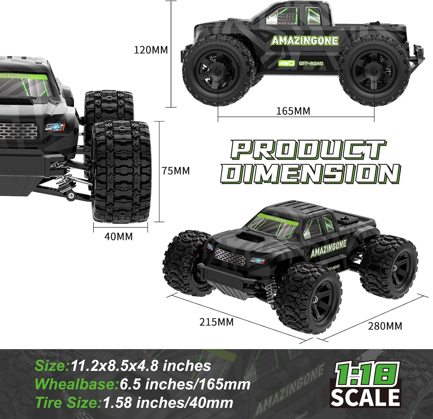 JT18W 1/18 스케일 고속 35KMH 4륜구동 R - Rc Hobby Grade Monster Truck 리뷰 및 가격